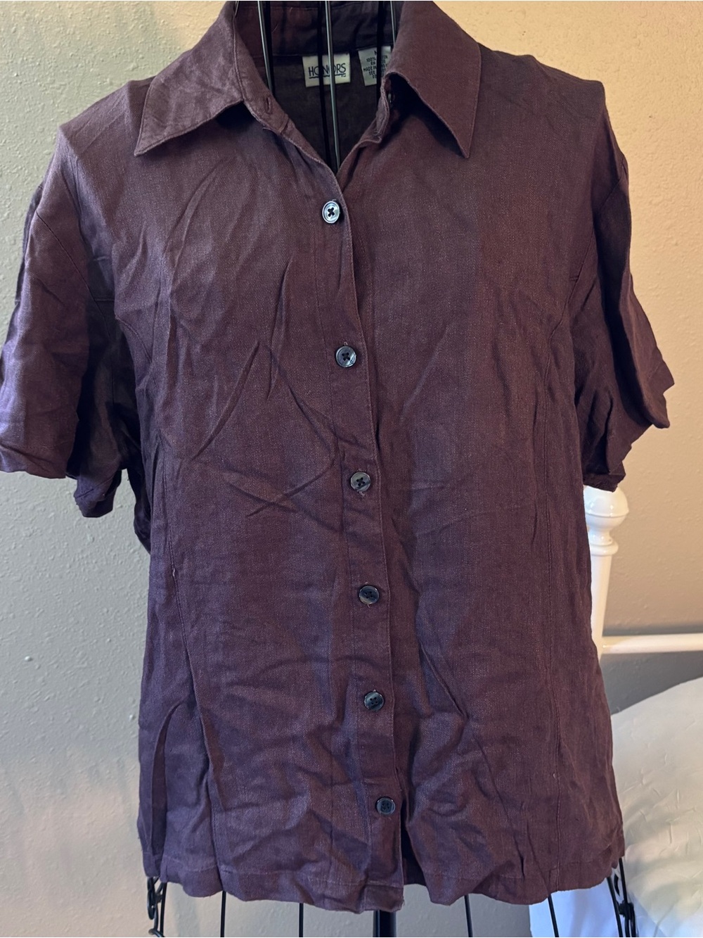 Women’s y2k button down short sleeve in plum | Women’s M
